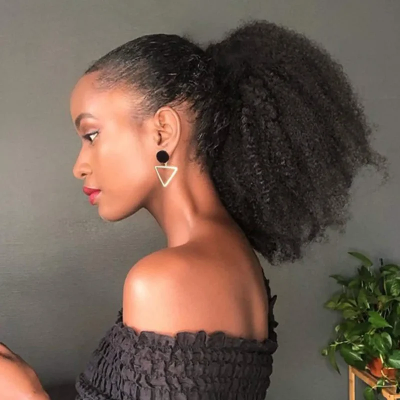 Maxine Afro Kinky Curly Drawstring Ponytail Hair Extensions Indian 100% Remy Human Hair Afro Curly Clip in Human Hair Extensions