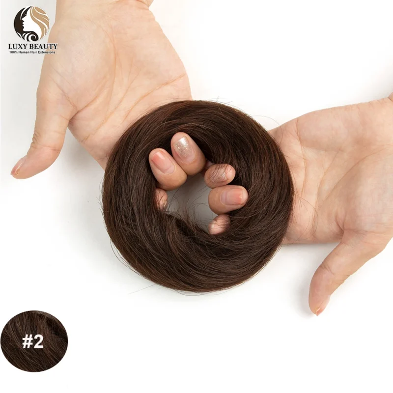Human Hair Buns Ponytail Hairpiece Brazilian Hair Pieces Bun For Women Scrunchies Updos Donut Chignon 100% Human Hair Extensions