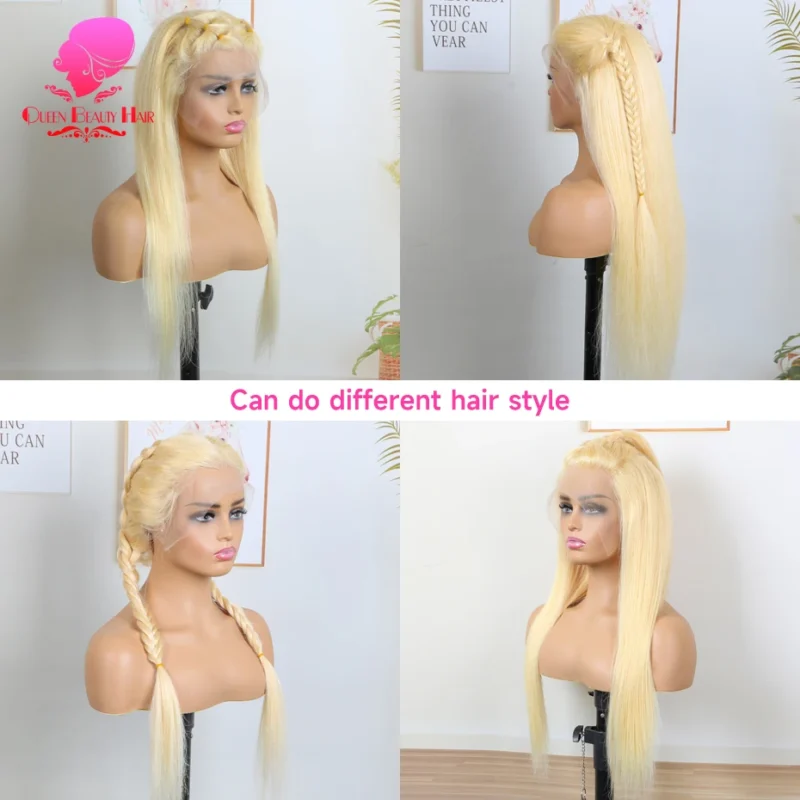 360 Full Lace Wig Human Hair Pre Plucked 613 Blonde Colored Lace Front Wigs Bone Straight Ponytail Human Hair Lace Frontal Wig