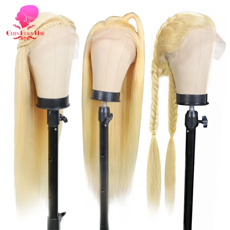 360 Full Lace Wig Human Hair Pre Plucked 613 Blonde Colored Lace Front Wigs Bone Straight Ponytail Human Hair Lace Frontal Wig