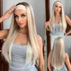 Headband Synthetic Wigs Long Afro Kinky Curly Golden Blonde Platinum Ombre Wig for Black Women Use Water Wave Wig Heat Resistant