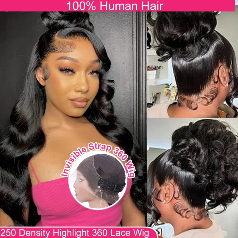 Invisi Strap 360 Full Lace Glueless Body Wave Human Hair Wig Pre Plucked Body Wave Wigs Human Hair 360 Full Lace Wig Human Hair