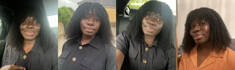 Afro Kinky Curly Human Hair Wig With Bangs For Black Women 180% 250% Density Brazilian Remy Full Machine Made Hair Yarra