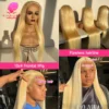 360 Full Lace Wig Human Hair Pre Plucked 613 Blonde Colored Lace Front Wigs Bone Straight Ponytail Human Hair Lace Frontal Wig
