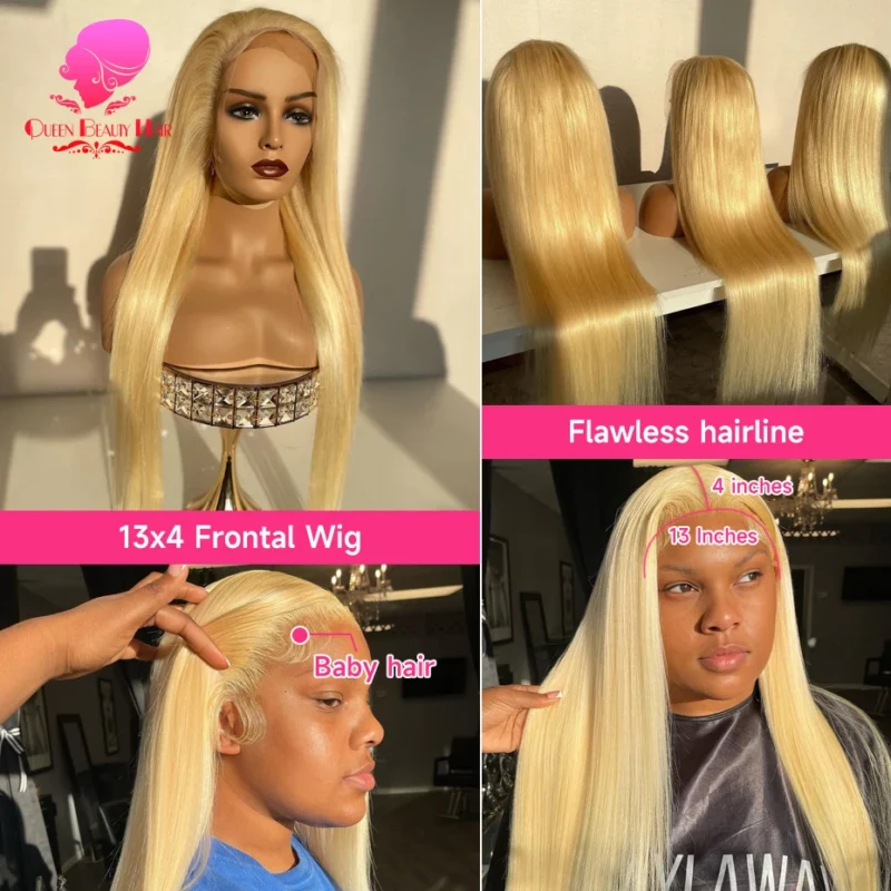 360 Full Lace Wig Human Hair Pre Plucked 613 Blonde Colored Lace Front Wigs Bone Straight Ponytail Human Hair Lace Frontal Wig