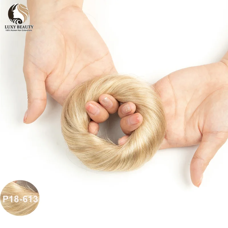 Human Hair Buns Ponytail Hairpiece Brazilian Hair Pieces Bun For Women Scrunchies Updos Donut Chignon 100% Human Hair Extensions