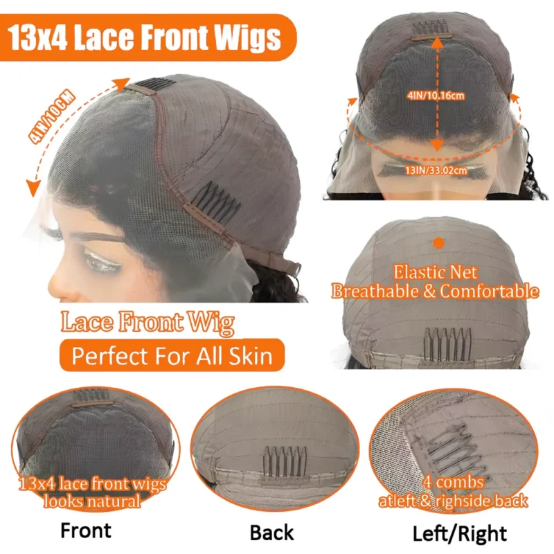 Highlight Color Short Bob Wigs Straight 13x4 Lace Frontal Wigs Brazilian Human Hair 200% Density Full Front Bob Wig For Women