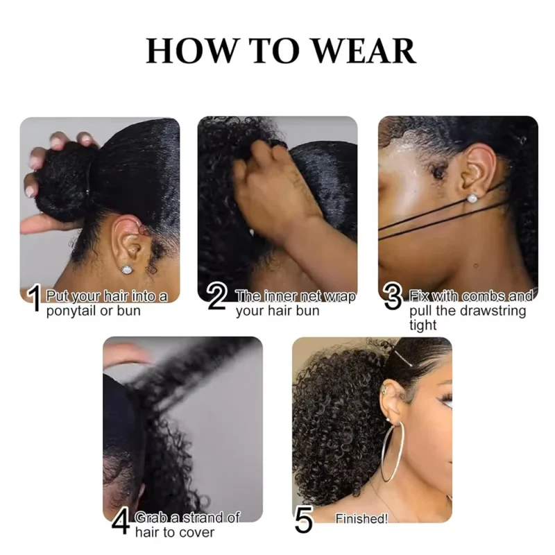 Maxine Afro Kinky Curly Drawstring Ponytail Hair Extensions Indian 100% Remy Human Hair Afro Curly Clip in Human Hair Extensions