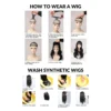12 Inch Synthetic Afro Black Curly Wigs for Women Wave African American Wig with Side Bang Natural Hairstyles Full Hair Replacem