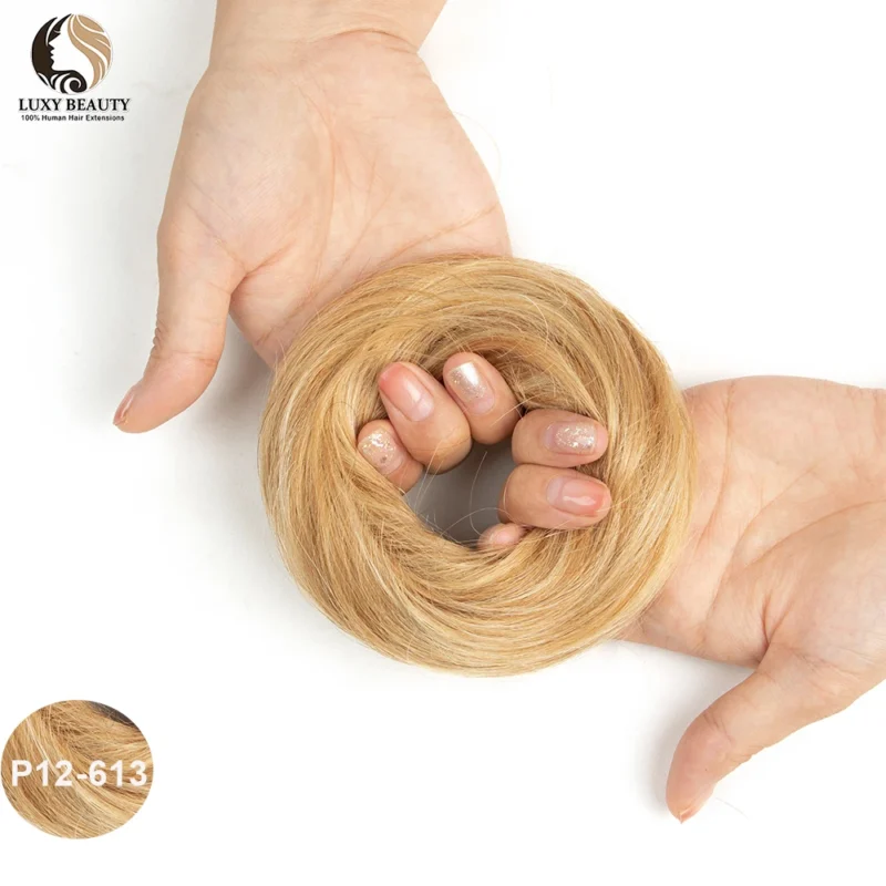 Human Hair Buns Ponytail Hairpiece Brazilian Hair Pieces Bun For Women Scrunchies Updos Donut Chignon 100% Human Hair Extensions