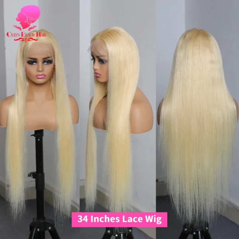 360 Full Lace Wig Human Hair Pre Plucked 613 Blonde Colored Lace Front Wigs Bone Straight Ponytail Human Hair Lace Frontal Wig