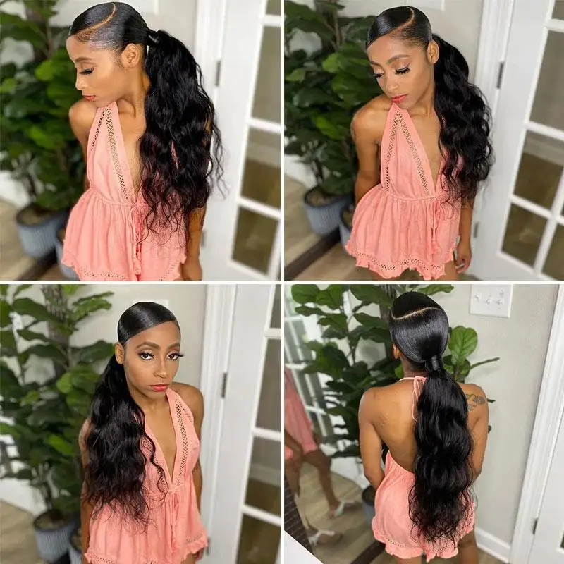 Body Wave Human Hair Drawstring Ponytail Extensions Remy Hairpiece Natural Ponytail Clip In Hair Extensions For Woman 100G/piece