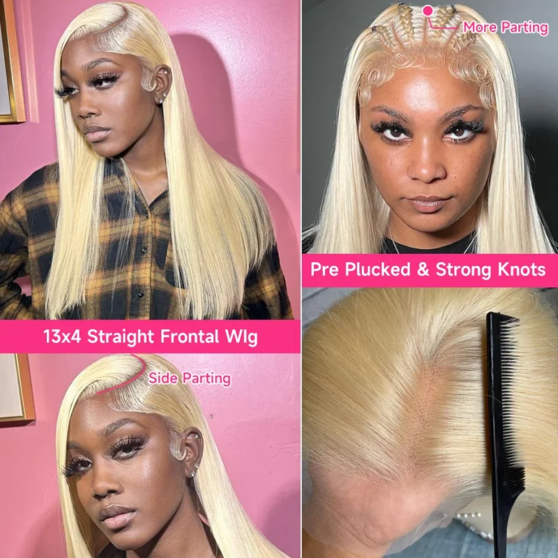 360 Full Lace Wig Human Hair Pre Plucked 613 Blonde Colored Lace Front Wigs Bone Straight Ponytail Human Hair Lace Frontal Wig