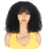 Afro Kinky Curly Human Hair Wig With Bangs For Black Women 180% 250% Density Brazilian Remy Full Machine Made Hair Yarra