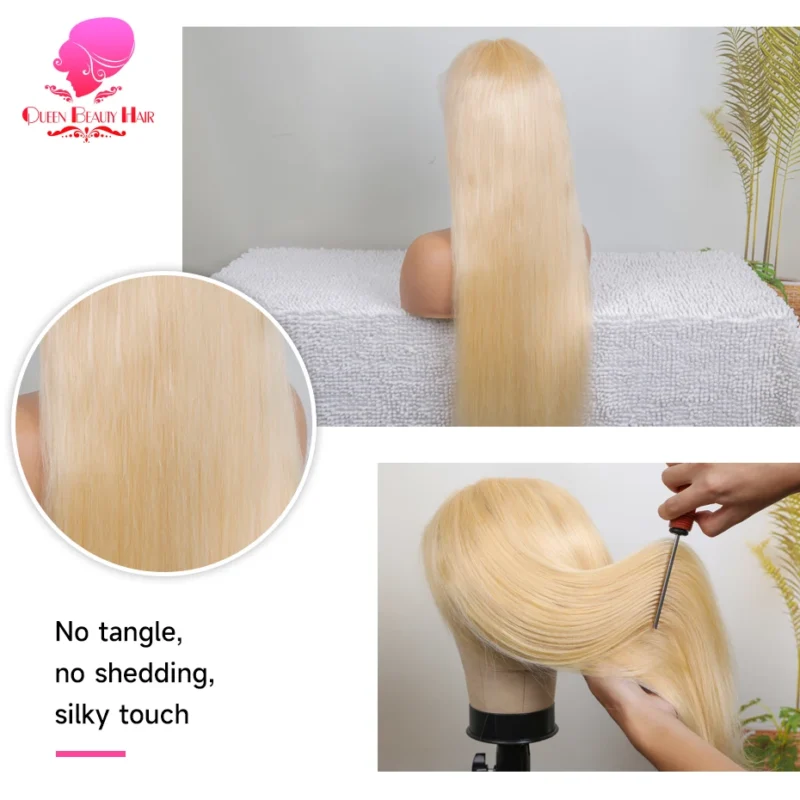 360 Full Lace Wig Human Hair Pre Plucked 613 Blonde Colored Lace Front Wigs Bone Straight Ponytail Human Hair Lace Frontal Wig
