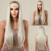 Headband Synthetic Wigs Long Afro Kinky Curly Golden Blonde Platinum Ombre Wig for Black Women Use Water Wave Wig Heat Resistant