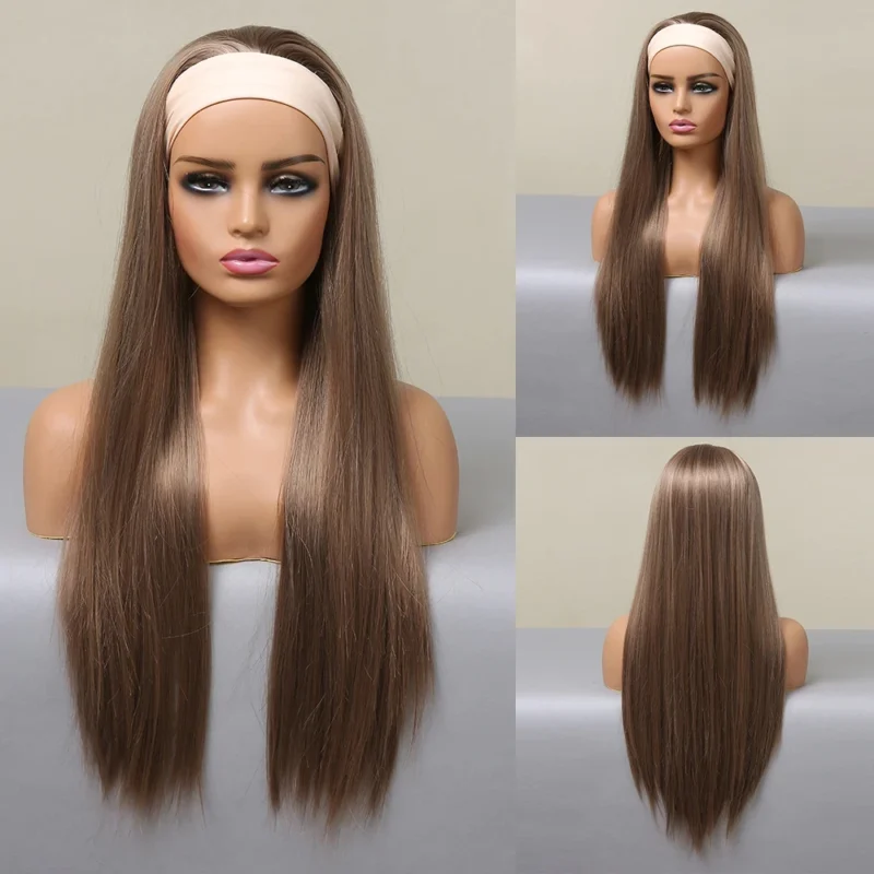 Headband Synthetic Wigs Long Afro Kinky Curly Golden Blonde Platinum Ombre Wig for Black Women Use Water Wave Wig Heat Resistant
