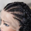 Short Bob Braid Wigs Human Hair Afro Kinky Curly Lace Front Wigs for Women Natural Black 250% Density Brazilian Remy Hair 16inch