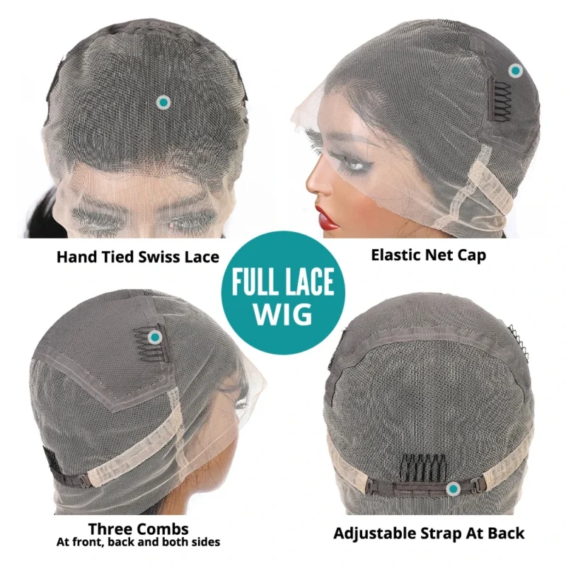 Full Lace Wigs 100% Human Hair Wig For Women Brazilian Straight HD Full Lace Frontal Wig Glueless Wig Ready to Wear Preplucked