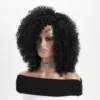 12 Inch Synthetic Afro Black Curly Wigs for Women Wave African American Wig with Side Bang Natural Hairstyles Full Hair Replacem
