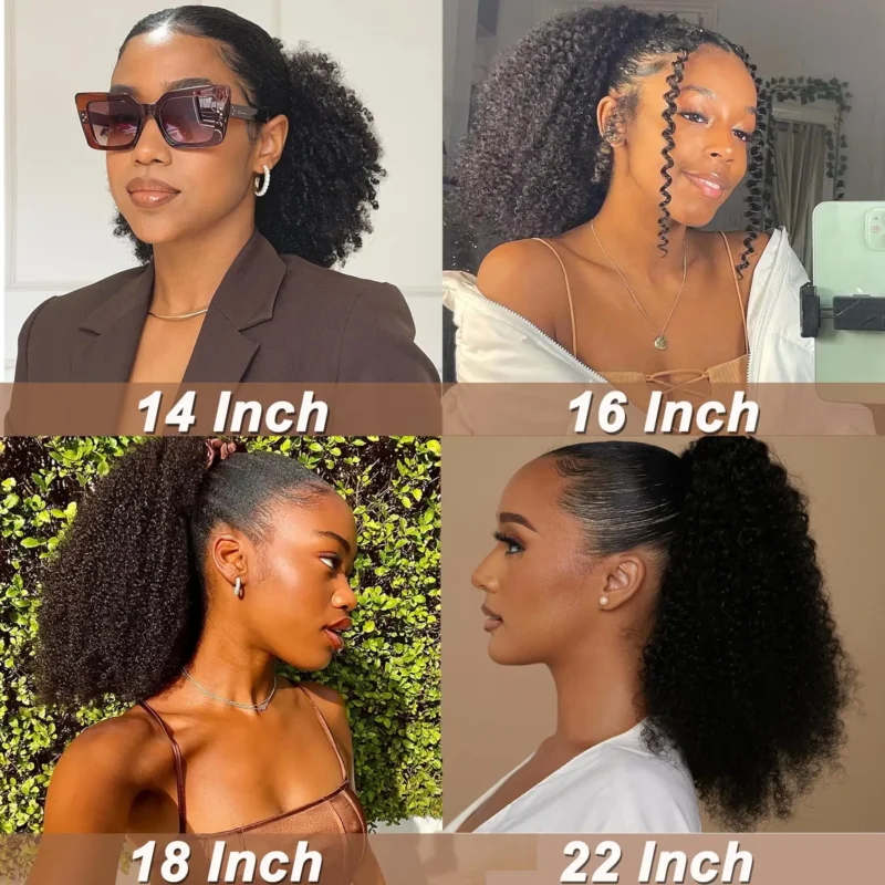 Maxine Afro Kinky Curly Drawstring Ponytail Hair Extensions Indian 100% Remy Human Hair Afro Curly Clip in Human Hair Extensions