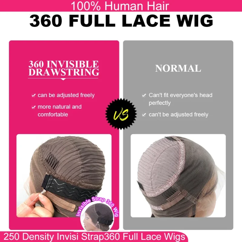 Invisi Strap 360 Full Lace Glueless Body Wave Human Hair Wig Pre Plucked Body Wave Wigs Human Hair 360 Full Lace Wig Human Hair