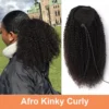 Maxine Afro Kinky Curly Drawstring Ponytail Hair Extensions Indian 100% Remy Human Hair Afro Curly Clip in Human Hair Extensions