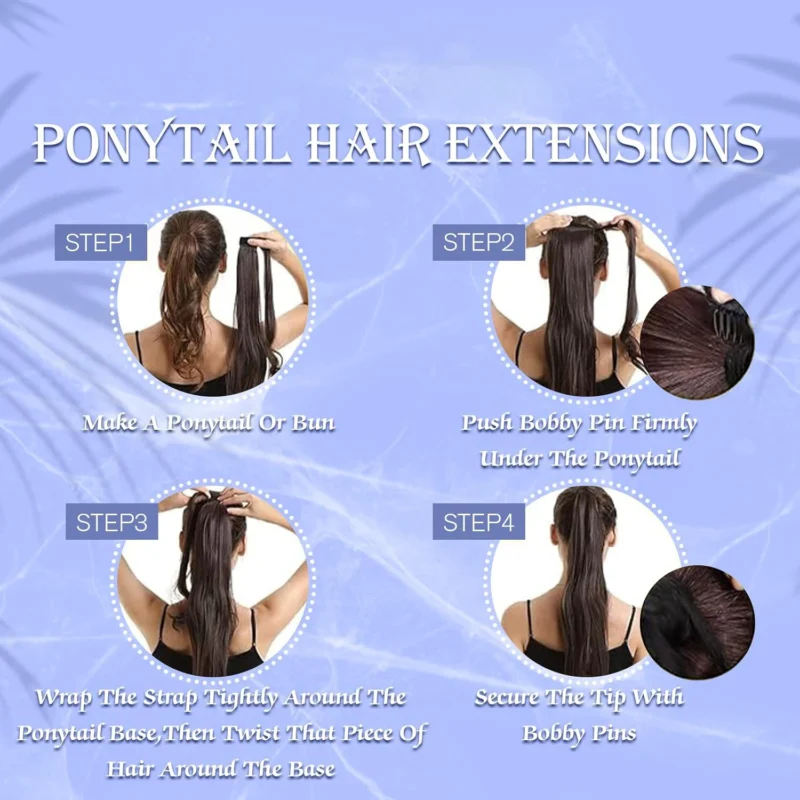 Straight Ponytail Extension Soft Natural Human Hair Wrap Around Ponytail Extension For Women 1 Piece 100g 14-26 Inches