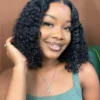 Wear And Go 100 Half Bob Wigs Human Hair 13x6 Glueless Lace Front Braided Wig Hd Frontal Kinky Burmese Curly Bob Deep Wave Water