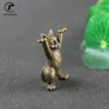 Antique Copper Cartoon Kung Fu Cat Statue Desktop Ornaments Metal Brass Animal Figurines Miniatures Home Decorations Accessories
