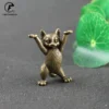 Antique Copper Cartoon Kung Fu Cat Statue Desktop Ornaments Metal Brass Animal Figurines Miniatures Home Decorations Accessories