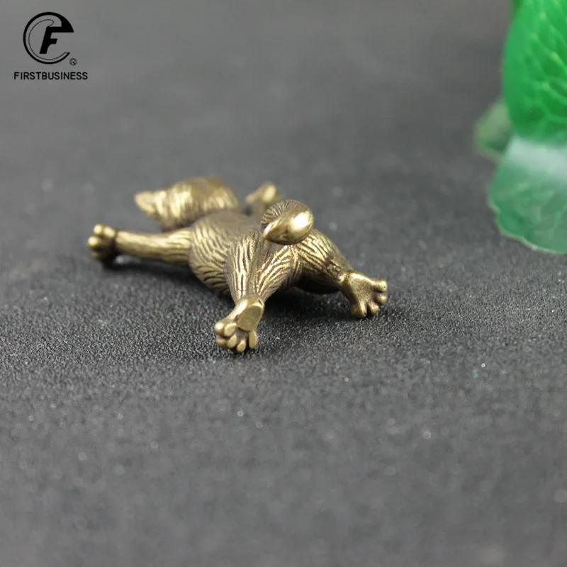 Antique Copper Cartoon Kung Fu Cat Statue Desktop Ornaments Metal Brass Animal Figurines Miniatures Home Decorations Accessories