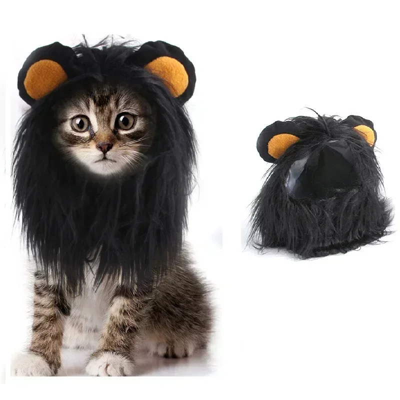 Cat Cosplay Dress Up Pet Hat Lion Mane for Cat Puppy Lion Wig Costume Party Decoration Halloween Christmas GatosPet Supplies