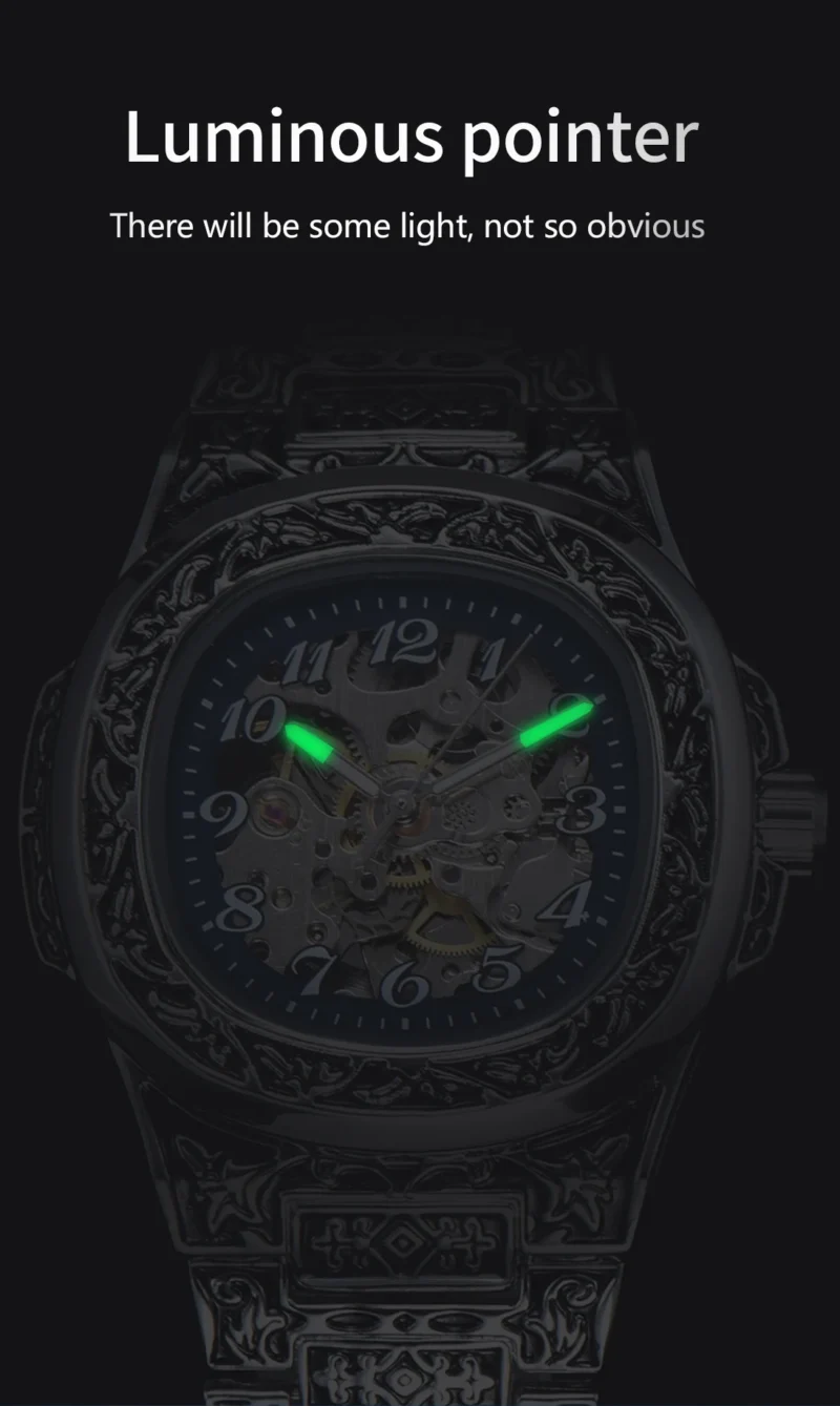 LONGLUX Automatic mechanical watch alloy steel vintage retro luxury waterproof skeleton ffordable 40mm wholesale Watch for Men