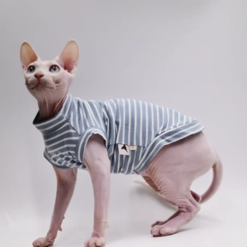 DUOMASUMI Summer Cat Vest for Hairless Breeds - Stretch Cotton & Ultra-Soft Cooling Top for Sphynx, Devon Rex& Abyssinian Cats