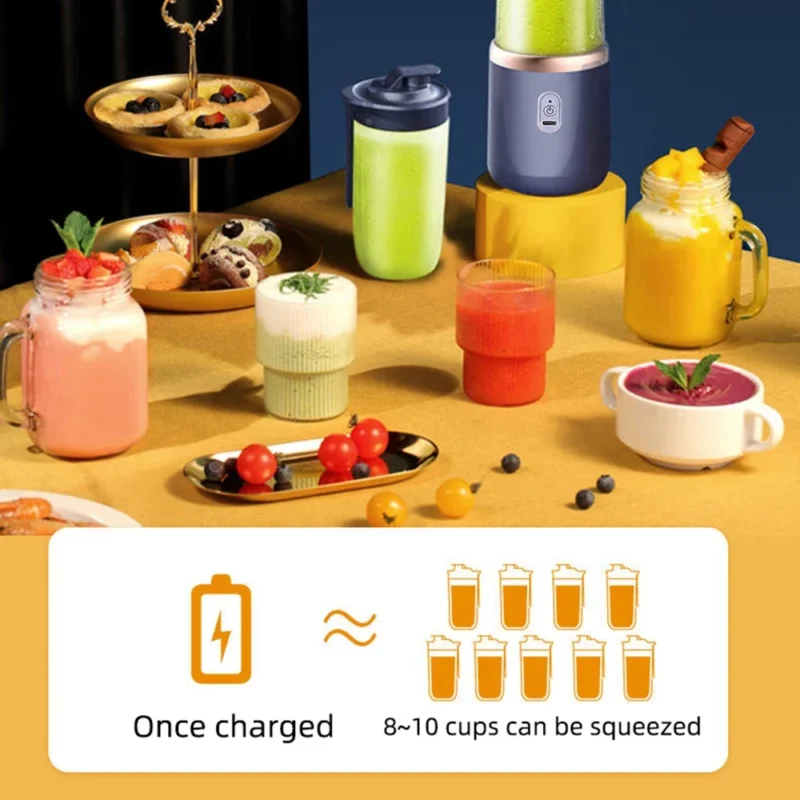 S12e13bbce6a5495991014058ac2e2c6ea.webp 6 Blades Electric Juicer Cup 2 Cups For Travel Portable Juicer Mixer Usb Charge Fresh Fruit Juice Personal Blender Smoothie