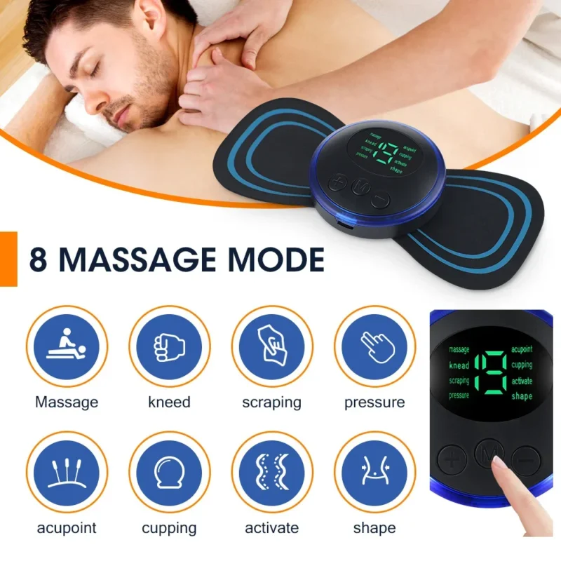 S1c2a7452fd7c4fa2a96e54940ca9e1468.webp Electric Neck Massager EMS Muscle Massage Stimulator Low Frequency Instrument Back Cervical Calf Patches Pain Joints Mini Device
