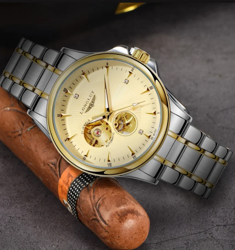 S1ffda0edeeba4f429fc5c6c76b0078b7k.webp LONGLUX Men automatic mechanical watch elegant luxury watches waterproof skeleton business wholesale stainless steel gift watch