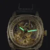 LONGLUX automatic watch retro style wholesale mechanical wristwatches skeleton carve waterproof leather no logo mens watch