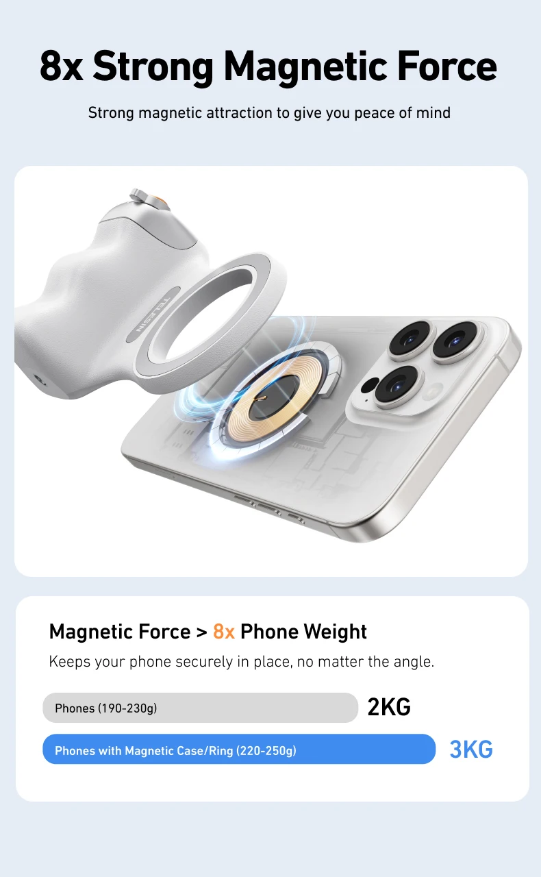 TELESIN Phone Camera Shoot Hand Grip Magnetic Smart Phone Holder Shooting Aid Remote Control Handle For Iphone Android Phone