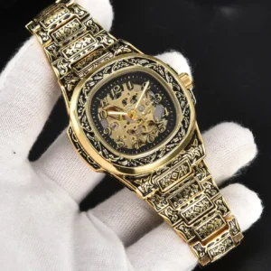 LONGLUX Automatic mechanical watch alloy steel vintage retro luxury waterproof skeleton ffordable 40mm wholesale Watch for Men