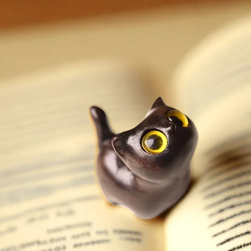 Charming Wooden Kitten Figurine - Handcrafted Cat Decor For Home, Perfect Gift Idea Cat Figurine Cat Accessories