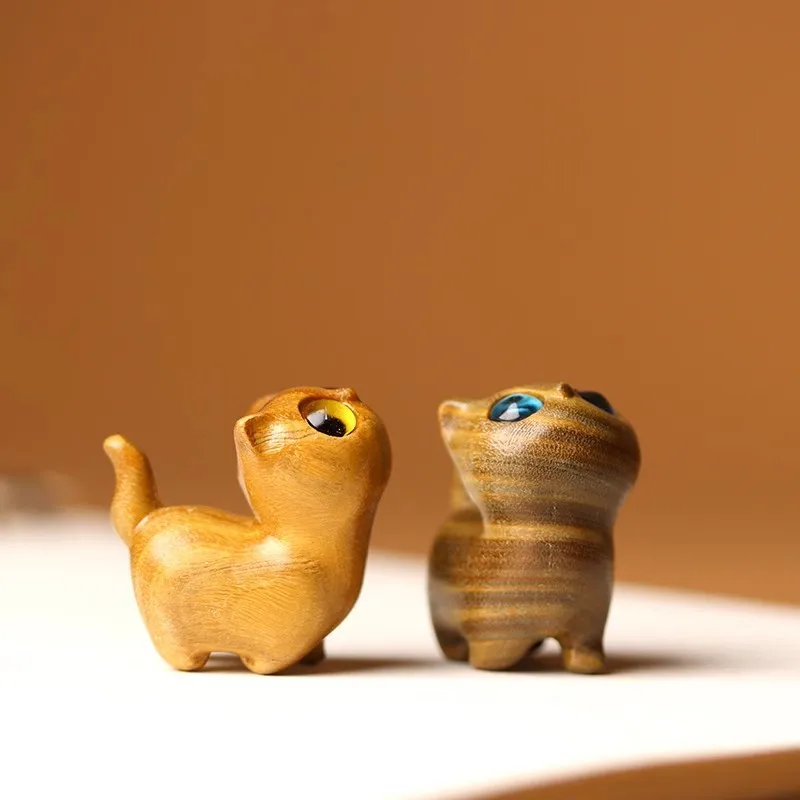 Charming Wooden Kitten Figurine Handcrafted Cat Decor for Home Perfect Gift Idea Cat Figurine Cat Accessories Decoration Crafts