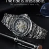 LONGLUX Automatic mechanical watch alloy steel vintage retro luxury waterproof skeleton ffordable 40mm wholesale Watch for Men