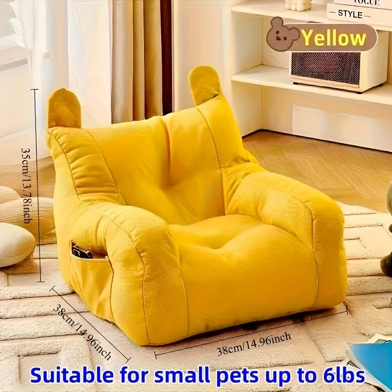 Cat Sofa Bed with Cartoon Design, Detachable Washable Pet Bed for Indoor Cats, Support Up To 2.72KG, Cozy Pet Furniture