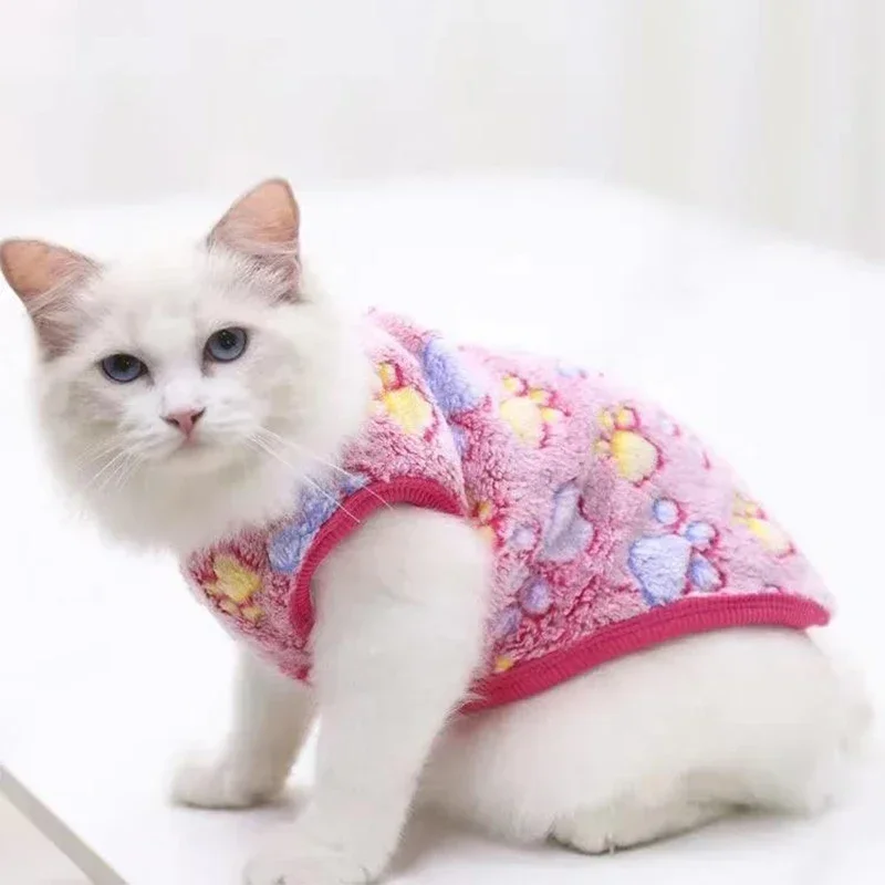Cartoon Fleece Pet Cat Clothes Winter Warm Pet Dog Vest Puppy Cat Sweater Dog Clothes For Small Dogs Cats Coat Jacket Pet Outfit