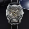 LONGLUX automatic watch retro style wholesale mechanical wristwatches skeleton carve waterproof leather no logo mens watch