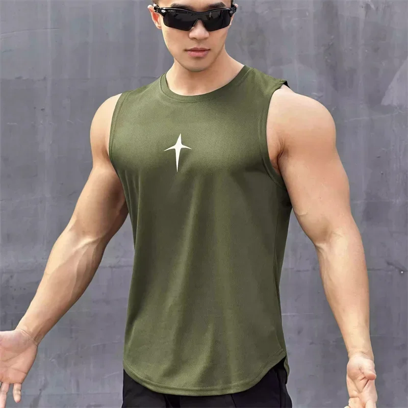S427476c1d88942d88e7b8cc2dd03c0474.webp summer Sleeveless vest outdoor sport tank top running fitness undershirt quick drying round neck gym T-shirt men Breathable tops