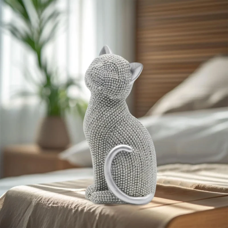 Cat Statue Resin Collectible Art Crafts Creative Animal Sculpture Tabletop Ornament for Cabinet Shelf Entrance Bookshelf Bedroom