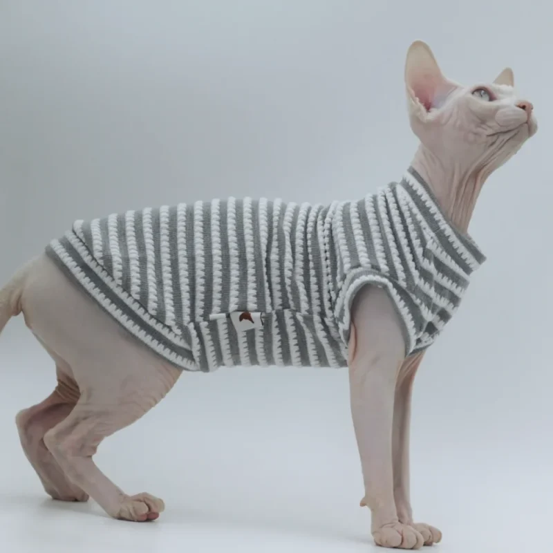 DUOMASUMI Summer Cat Vest for Hairless Breeds - Stretch Cotton & Ultra-Soft Cooling Top for Sphynx, Devon Rex& Abyssinian Cats